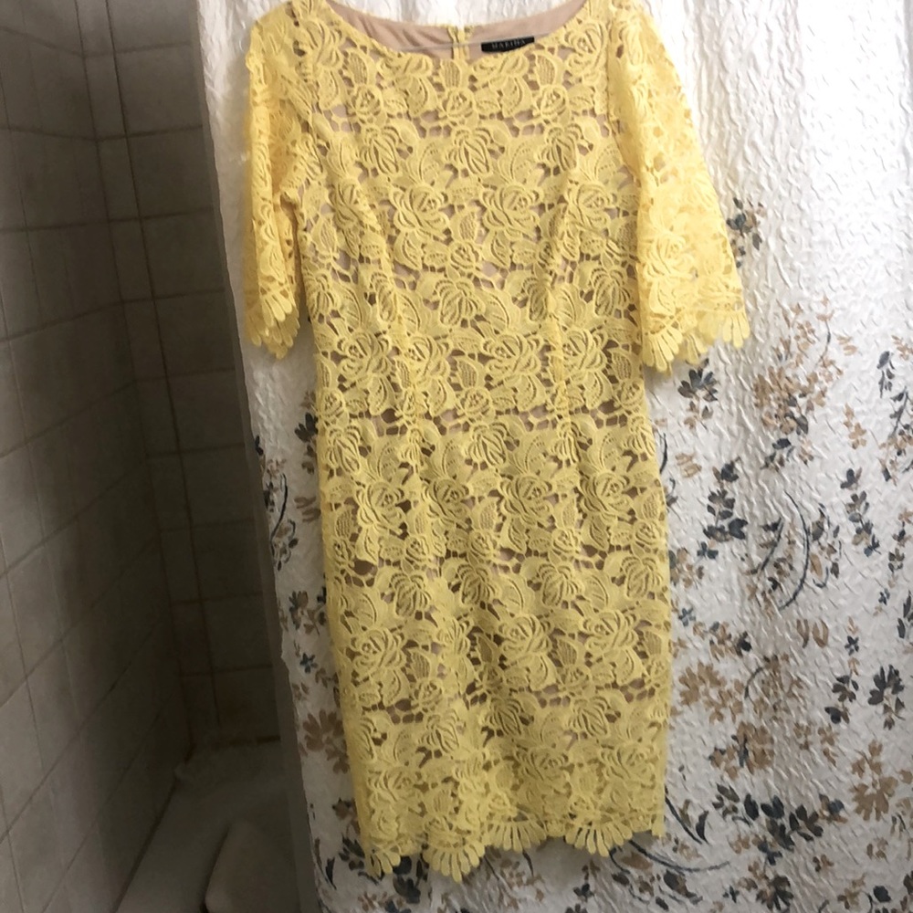 Marina Yellow Lace Dress size 6
